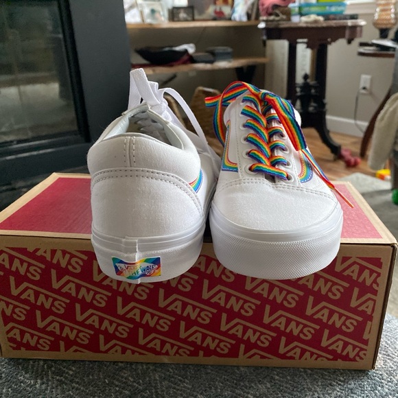 Rainbow old skool vans- never wore. Comes with box and second set of laces. - Picture 2 of 2